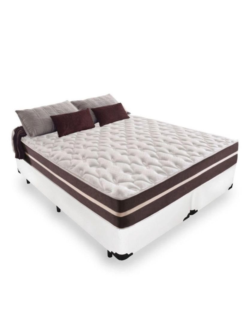 Cama Box Queen Branco + Colchão de Molas - Anjos - Classic Superlastic - 158x198x57cm