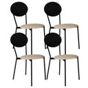 Ver imagem 1 de Kit 04 Cadeiras Estofada para Sala de Jantar Azuri Preto C01 Linho Areia Courino Preto - Lyam Decor