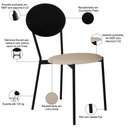 Ver imagem 4 de Kit 04 Cadeiras Estofada para Sala de Jantar Azuri Preto C01 Linho Areia Courino Preto - Lyam Decor