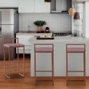 Ver imagem 3 de Banqueta Alta Decorativa Pietra em Suede com Armação Dourada - Rose