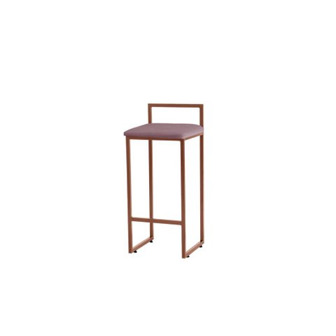 Banqueta Alta Decorativa Pietra em Suede com Armação Dourada - Rose