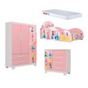 Ver imagem 2 de Quarto Completo Infantil Personagens Gd Móveis Rosa Cama Guarda Roupa Cômoda para Menina Bebê