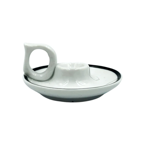 Castiçal de Porcelana P Filete Preto - Casa Toco