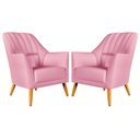Ver imagem 1 de Kit 2 Poltronas Orion Bordada Suede Rosê Aradecor