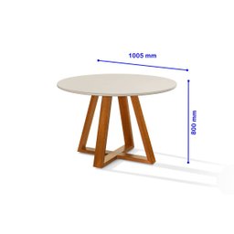 Mesa de Jantar Bela Redonda Tampo Vidro/MDF E Pés Madeira - 2