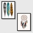 Ver imagem 1 de Kit 2 Quadros Penas e Filtro dos Sonhos 45x34cm - com vidro:Madeira preta