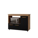 Ver imagem 2 de Balcão Multiuso Liza 114m 3 Portas com Nicho para Forno/microondas - Savana/preto Móblis
