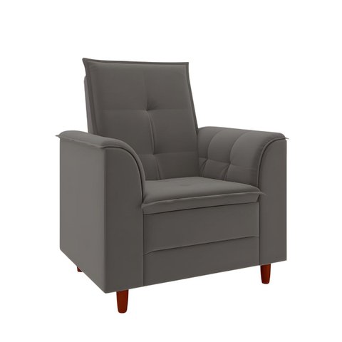 Poltrona Decorativa Estofada Confortável Sala Atenas Suede:cinza