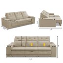 Ver imagem 2 de Sofá Retrátil Reclinável 3 Lugares 2,10m com Porta Copos e Usb Hannah Suede Bege Adonai Estofados