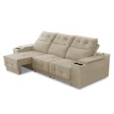 Ver imagem 7 de Sofá Retrátil Reclinável 3 Lugares 2,10m com Porta Copos e Usb Hannah Suede Bege Adonai Estofados