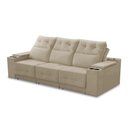 Ver imagem 6 de Sofá Retrátil Reclinável 3 Lugares 2,10m com Porta Copos e Usb Hannah Suede Bege Adonai Estofados