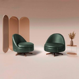 Kit 2 Poltronas Sala de Estar Giulio Base de Ferro Giratória Pu Verde G92 - Gran Belo