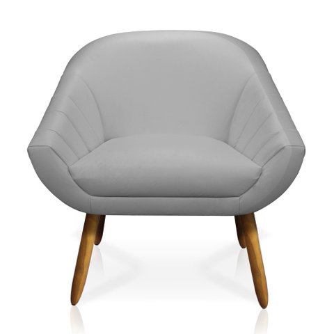 Poltrona Decorativa Pé Palito Castanho Giovana Sintético Cinza D01- D’Rossi