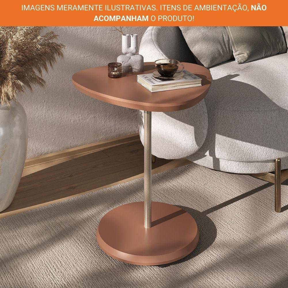 Mesa De Apoio Lateral 100% Mdf Com Pés Em Metal Bel Artely Terracota - 7