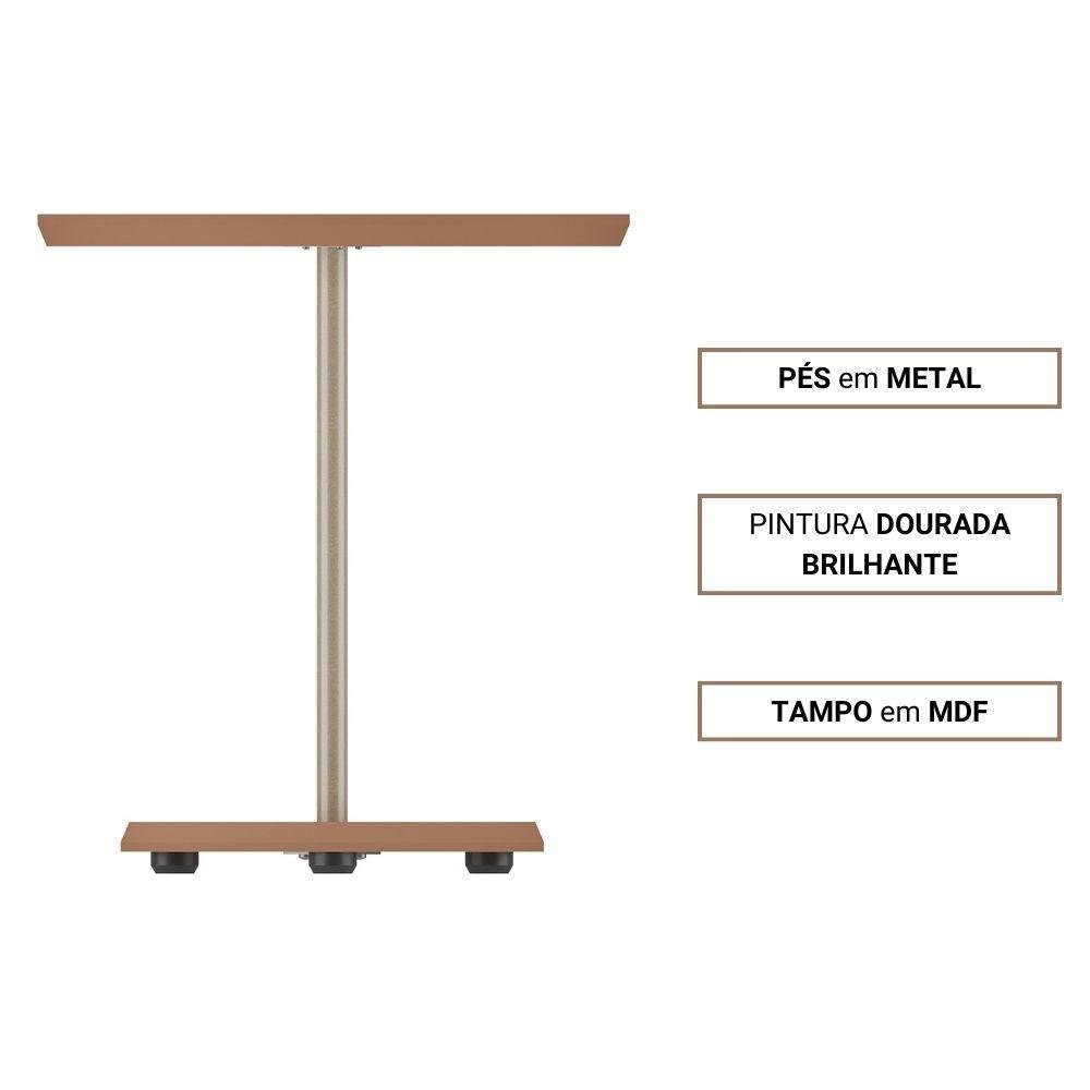 Mesa De Apoio Lateral 100% Mdf Com Pés Em Metal Bel Artely Terracota - 4