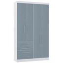 Ver imagem 1 de Guarda Roupa Solteiro 135cm 4 Portas 4 Gavetas Taiga Branco/grey L01 - Mpozenato