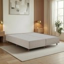 Ver imagem 1 de Cama Base Box King Estofada em Madeira Maciça Base Reforçada Santorini Espresso Móveis Bege/Linho