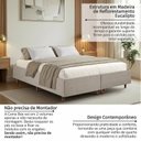 Ver imagem 6 de Cama Base Box King Estofada em Madeira Maciça Base Reforçada Santorini Espresso Móveis Bege/Linho