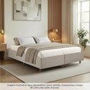 Ver imagem 5 de Cama Base Box King Estofada em Madeira Maciça Base Reforçada Santorini Espresso Móveis Bege/Linho