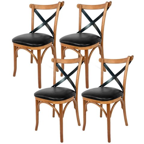 4 Cadeiras Katrina Estofada Quarto Decorativa Sofisticada Laca Feito a Mão Moderna Retro Rústico