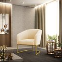 Ver imagem 2 de Kit 02 Poltronas Stella Suede Bege Base Industrial Dourada - D’Rossi