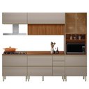 Ver imagem 1 de Cozinha Modulada Proença 5 Peças com Aéreo 120cm Ripado Nogueira Touch/nude Prime Tx - Demartêz