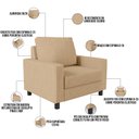 Ver imagem 3 de Poltrona Decorativa para e Recepção Malta L02 Linho Bege Escuro - Lyam Decor