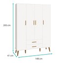 Ver imagem 2 de Kit Berço Americano Flex Comoda Sapateira Roupeiro Isis Retrô 4 Portas 2 Gavetas Branco Fosco/savana