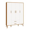 Ver imagem 7 de Kit Berço Americano Flex Comoda Sapateira Roupeiro Isis Retrô 4 Portas 2 Gavetas Branco Fosco/savana