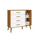 Ver imagem 6 de Kit Berço Americano Flex Comoda Sapateira Roupeiro Isis Retrô 4 Portas 2 Gavetas Branco Fosco/savana