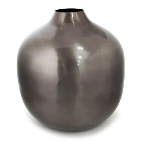 Vaso Formato Bola em Metal Decorativo 20x22cm