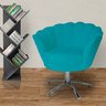 Poltrona Cadeira com Base Giratoria Cromado Pétala Suede Turquesa - 4