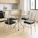 Ver imagem 5 de Kit 2 Cadeiras de Cozinha Jantar com Reforço Cromada Assento Grosso Preto