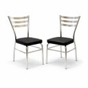 Ver imagem 4 de Kit 2 Cadeiras de Cozinha Jantar com Reforço Cromada Assento Grosso Preto