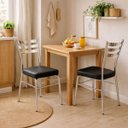 Ver imagem 1 de Kit 2 Cadeiras de Cozinha Jantar com Reforço Cromada Assento Grosso Preto