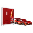 Ver imagem 2 de Jogo Quarto Infantil Carro Vermelho Cama e Guarda Roupa para Menino Criança Moderno Completo