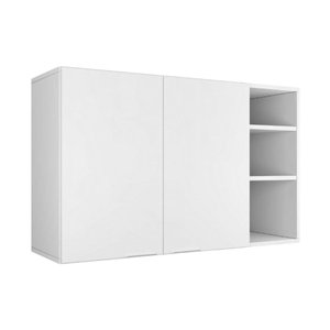 Armário Aéreo Parede Embutido Multiuso Cozinha Lavanderia Nicho Organizador 2 Portas Ópera - Branco