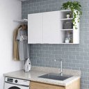 Ver imagem 2 de Armário Aéreo Parede Embutido Multiuso Cozinha Lavanderia Nicho Organizador 2 Portas Ópera - Branco