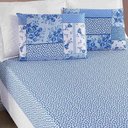 Ver imagem 1 de Jogo de Lençol Ayla Casal Queen 3 Peças Microfibra Estampada Floral - Azul Sereno