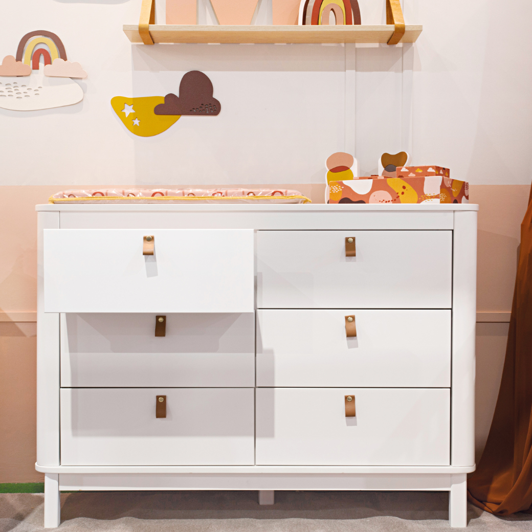 Cômoda Infantil MDF 6 gavetas Branco Fosco Linha Cromo Quater Móveis - 7