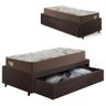 Base Box Cama Solteiro Sapateira Courino Linho Marrom e Colchão Relax Adorabile Ecoflex 88x188 - 1