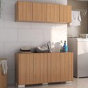 Ver imagem 1 de Conjunto Lavanderia Multiuso Armário Aéreo e Balcão 4 Portas Multimóveis Mp5054 Rustic/branco