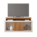 Ver imagem 4 de Rack Tv 55 Pol 136cm Bancada com Rodízio Sala Lyara Freijó/off White C01 - D’Rossi