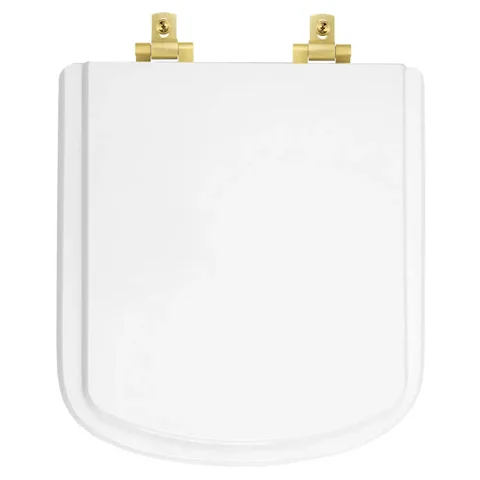 Tampa de Vaso MDF Com Amortecedor Bali Branco para bacia Incepa com Ferragem Dourada