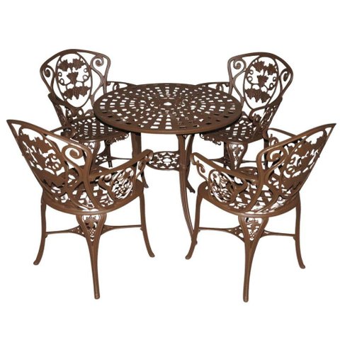 Conjunto de Mesa para Jardim com 4 Cadeiras Modelo Malbec Marrom