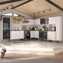 Ver imagem 2 de Armário de Cozinha Modulada 12 Pçs com Balcão de Pia Siena Multimóveis Mp2240 Branco/preto