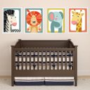 Ver imagem 2 de Kit 4 Quadros Infantis Bichos Safari 24x18cm - com Vidro:moldura Branca