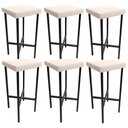 Ver imagem 2 de Kit 06 Banquetas Alta Bar Cozinha Sala de Jantar Preto Stella L02 Suede Bege - Lyam Decor