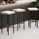 Ver imagem 1 de Kit 06 Banquetas Alta Bar Cozinha Sala de Jantar Preto Stella L02 Suede Bege - Lyam Decor