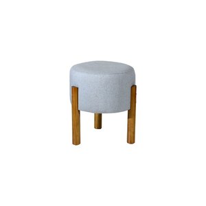 Puff Luxo Redondo com Pés de Madeira Conforto e Sofisticação - Cinza
